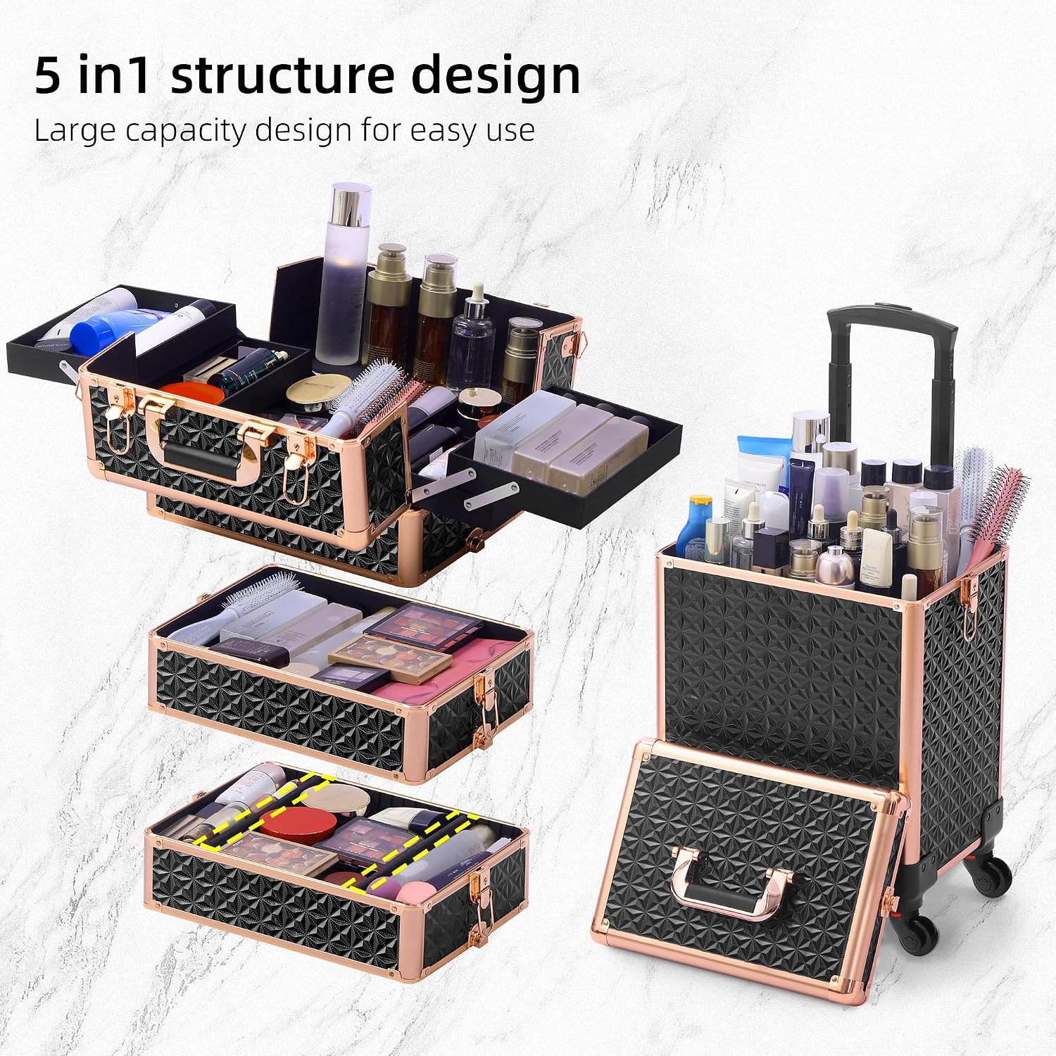 Zwart-gouden 5-in-1 rollende m - Makeup Organizer recensie en prijs