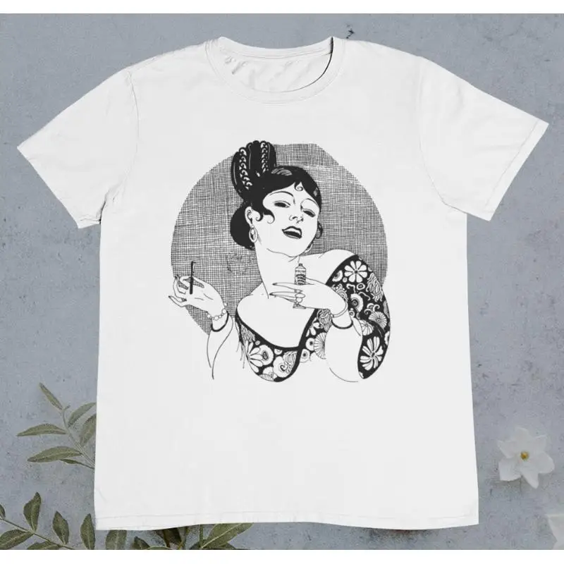Vintage mooie vrouw tekening T - Beauty Makeup Drawing recensie en prijs